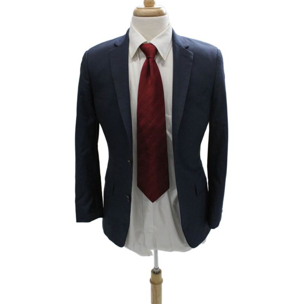 Theory Mens Blue Wool Check Blazer Size 36